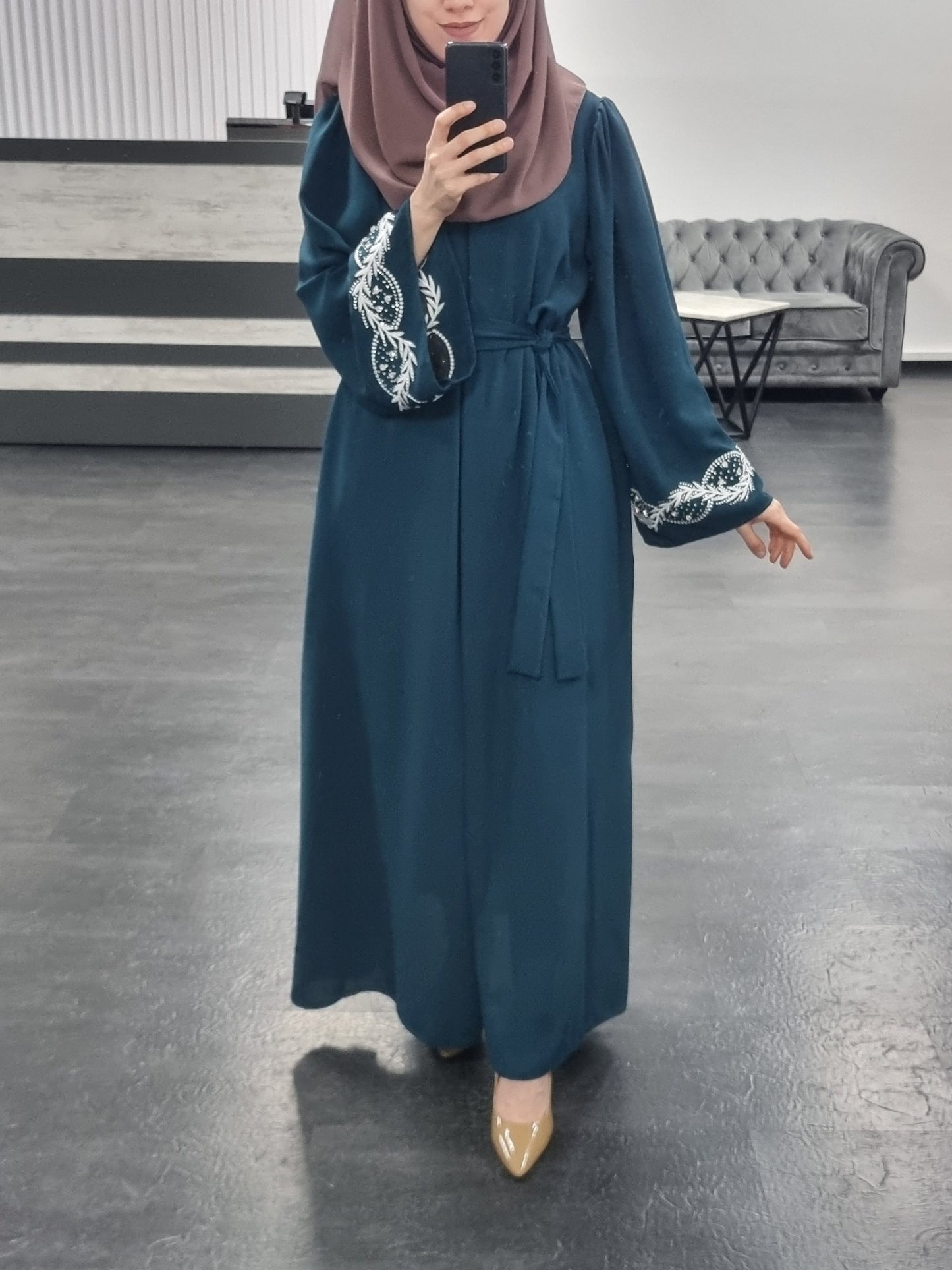 476- Abaya Sanat petrolgrün