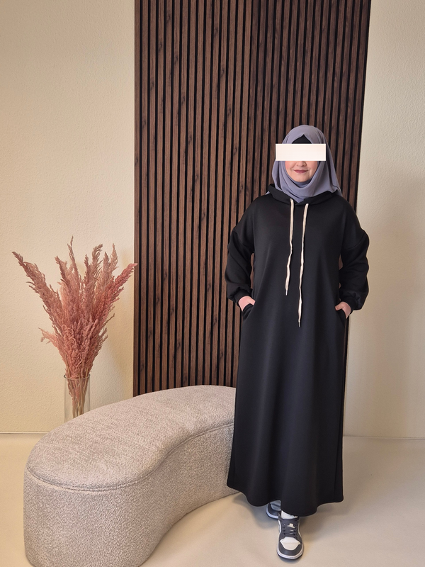 Long Hoodie schwarz