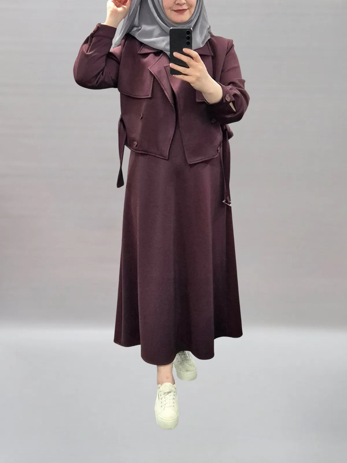 674 - Kleid mit Minijacke pflaume