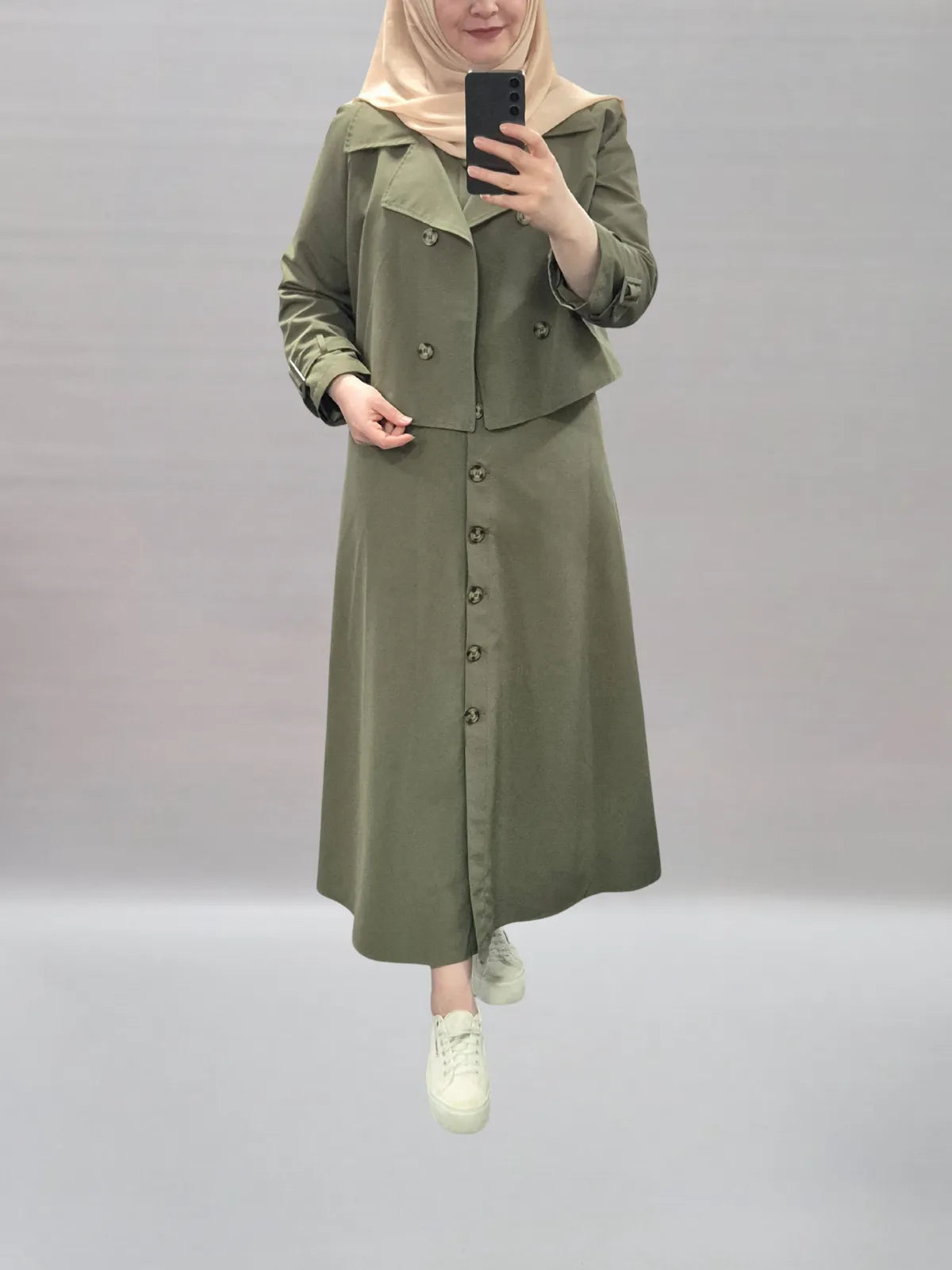 673 - Kleid mit Minijacke kaki
