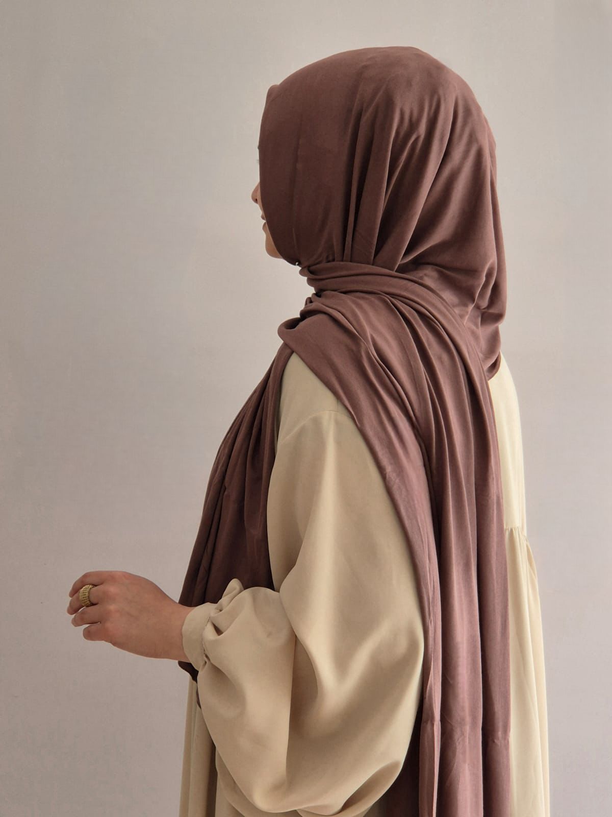 Jersey Hijab hellbraun
