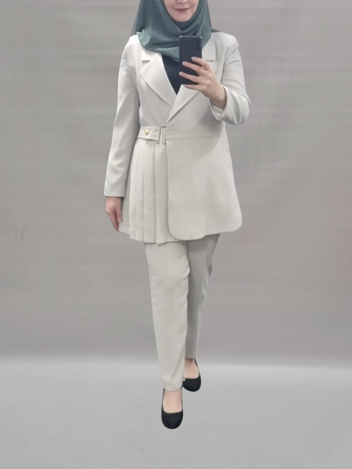 Blazer Set mit Plissedetail