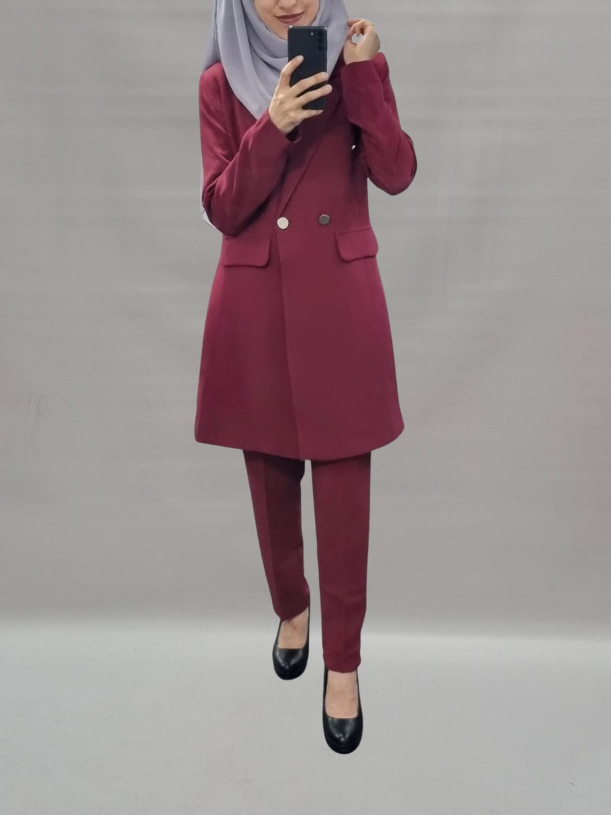 Blazer Set mit Knöpfen bordo