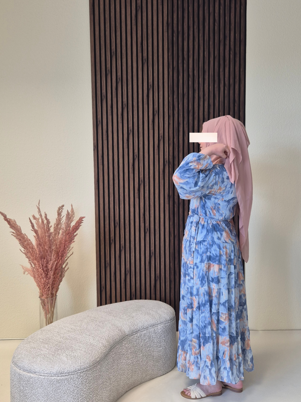 Floral Kleid blau/ orange