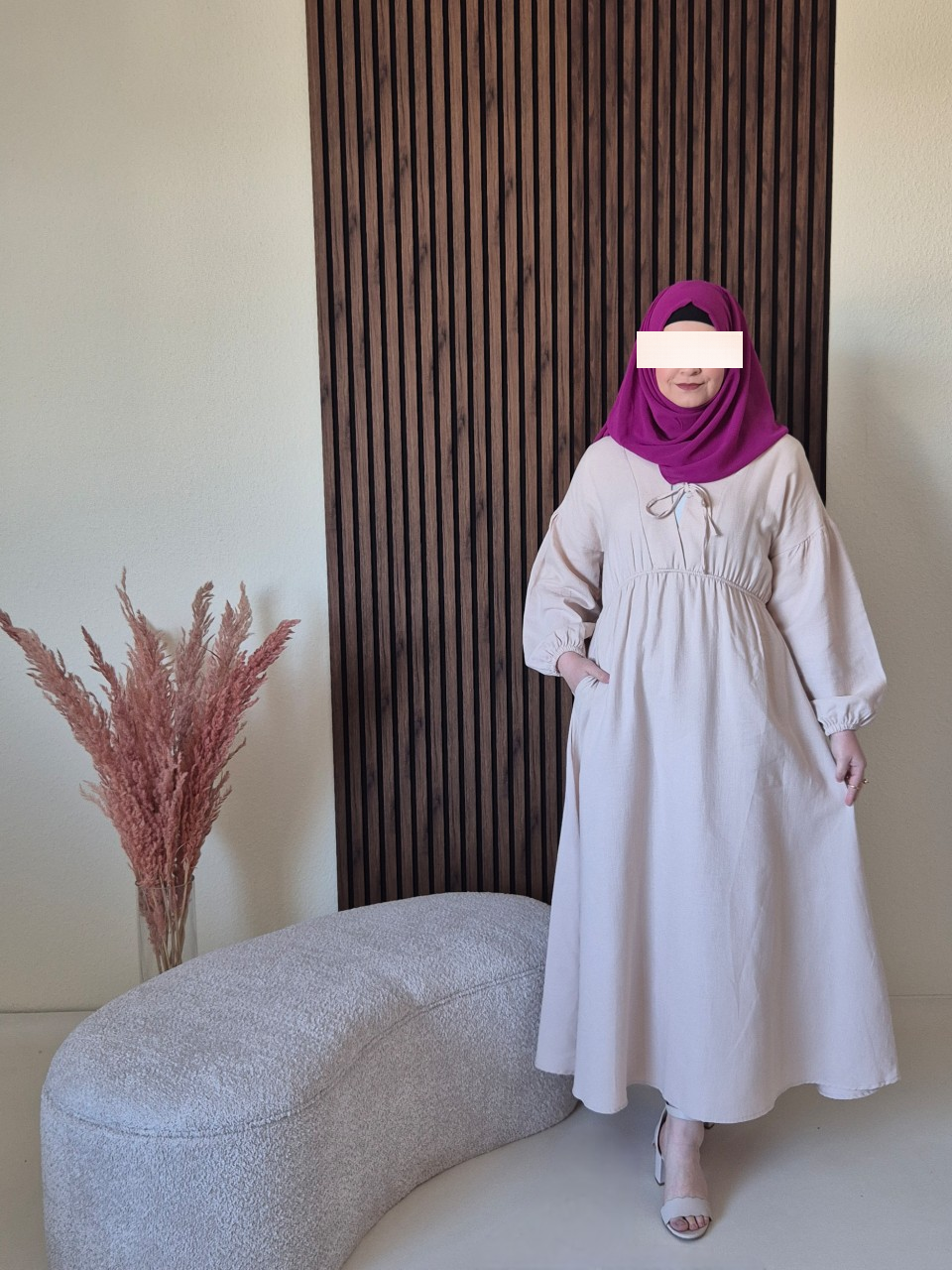 Musseline Kleid beige