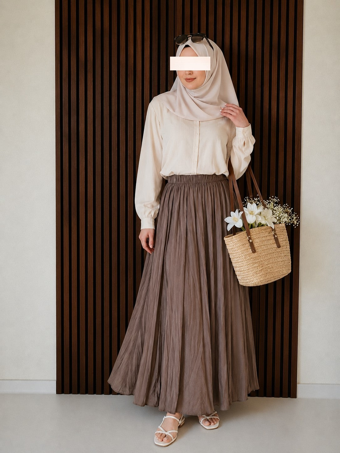 Plisseerock in taupe
