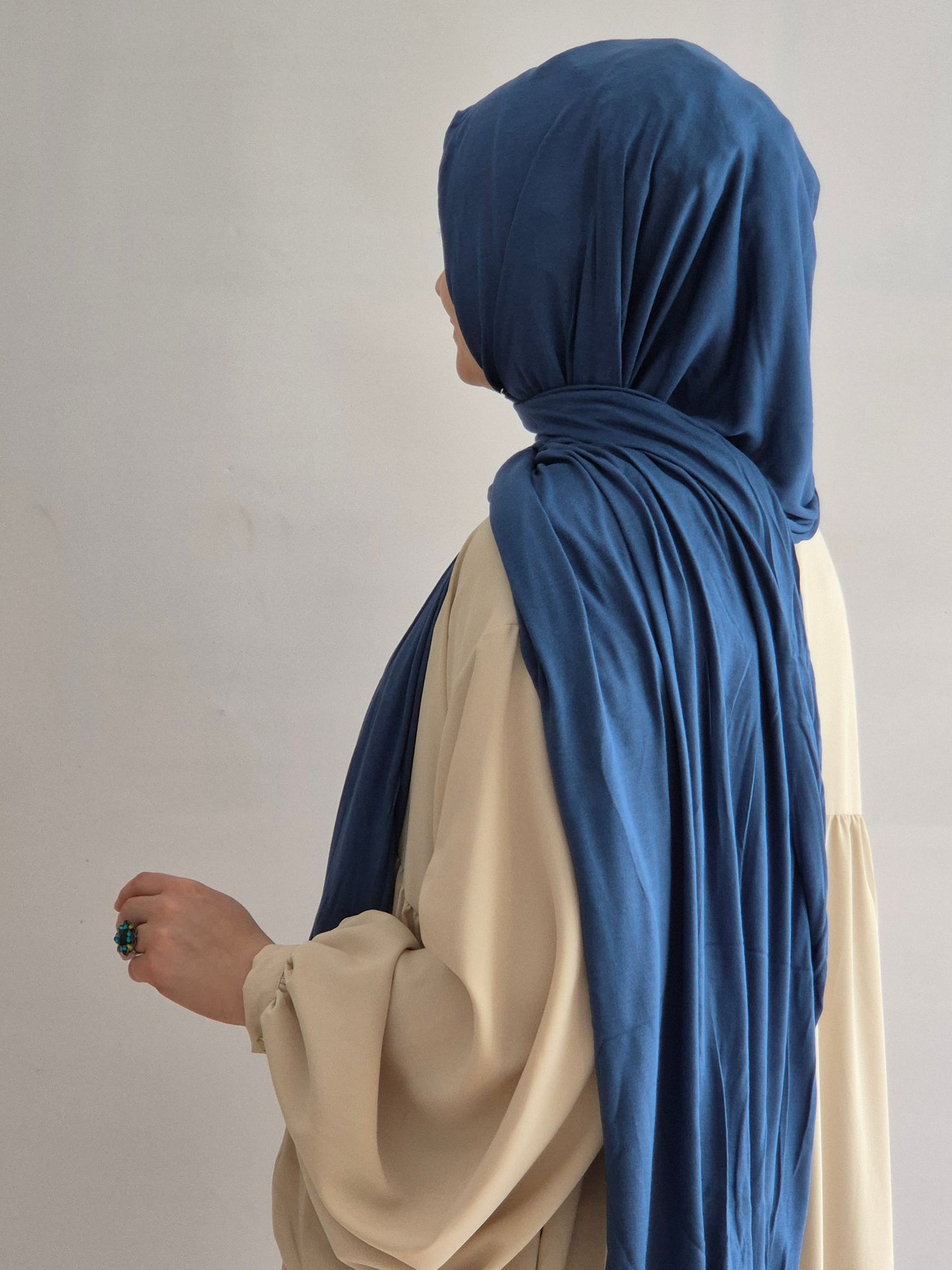 Jersey Hijab Jeansblau