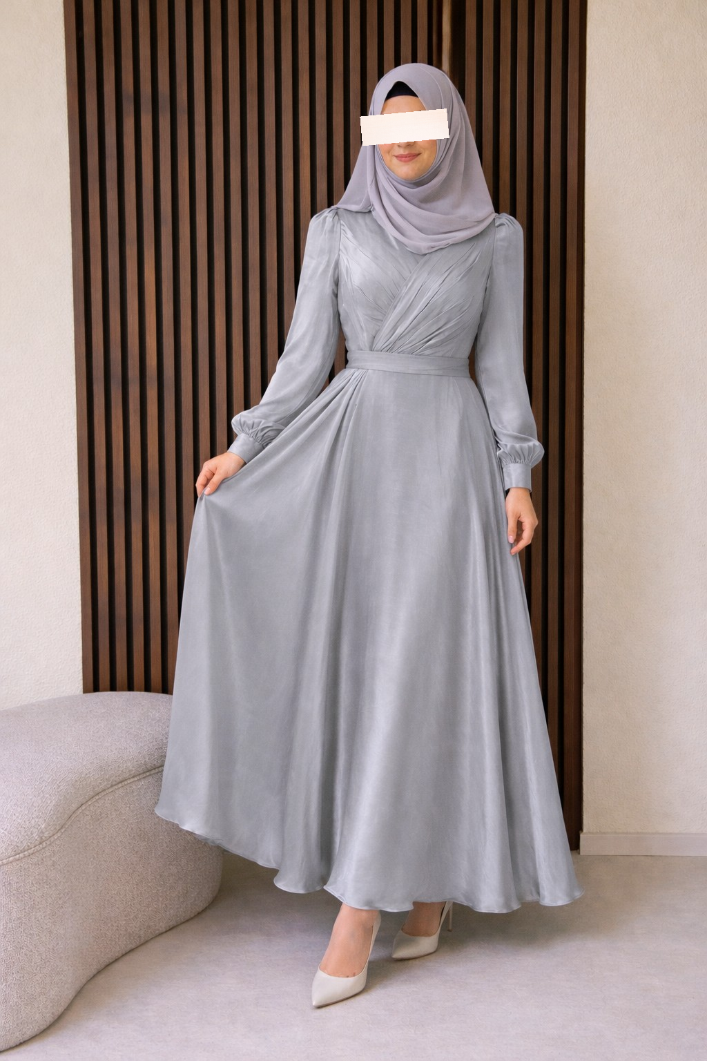 elegantes Abendkleid grau