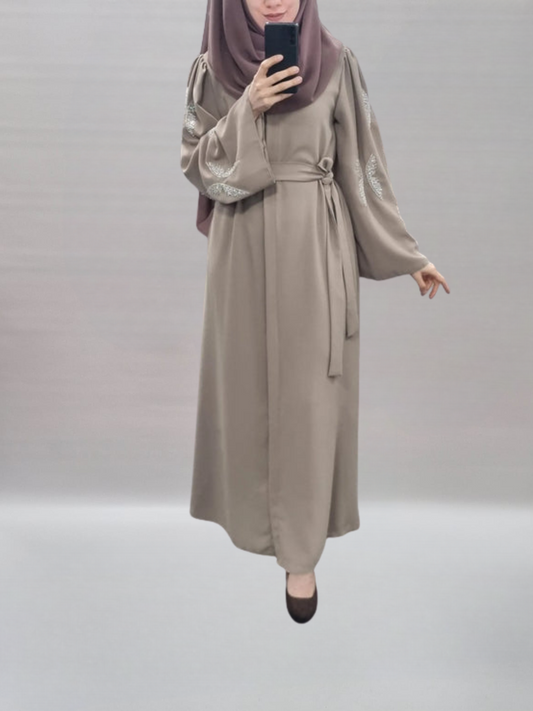 479- Abaya Eleganza Butterfly beige