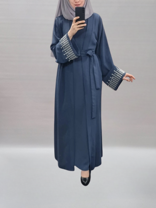 472- Abaya Diamente Set petrolblau