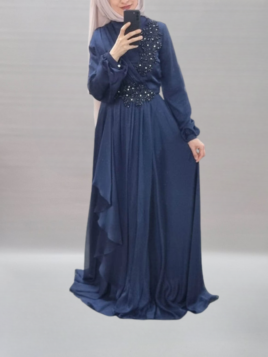 A94 - eleganter Abendkleid dunkelblau