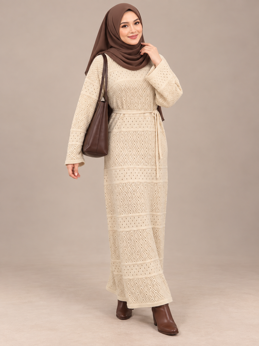 Strickkleid mit Lochmuster