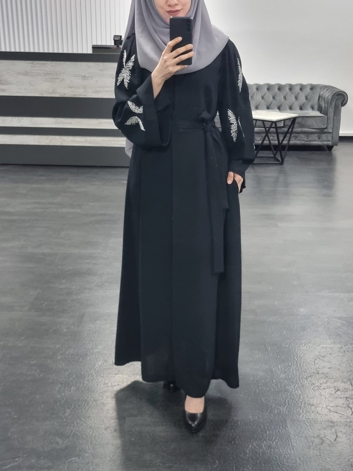 477- Abaya Eleganza Butterfly schwarz