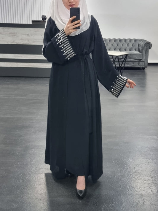 471- Abaya Diamente Set schwarz