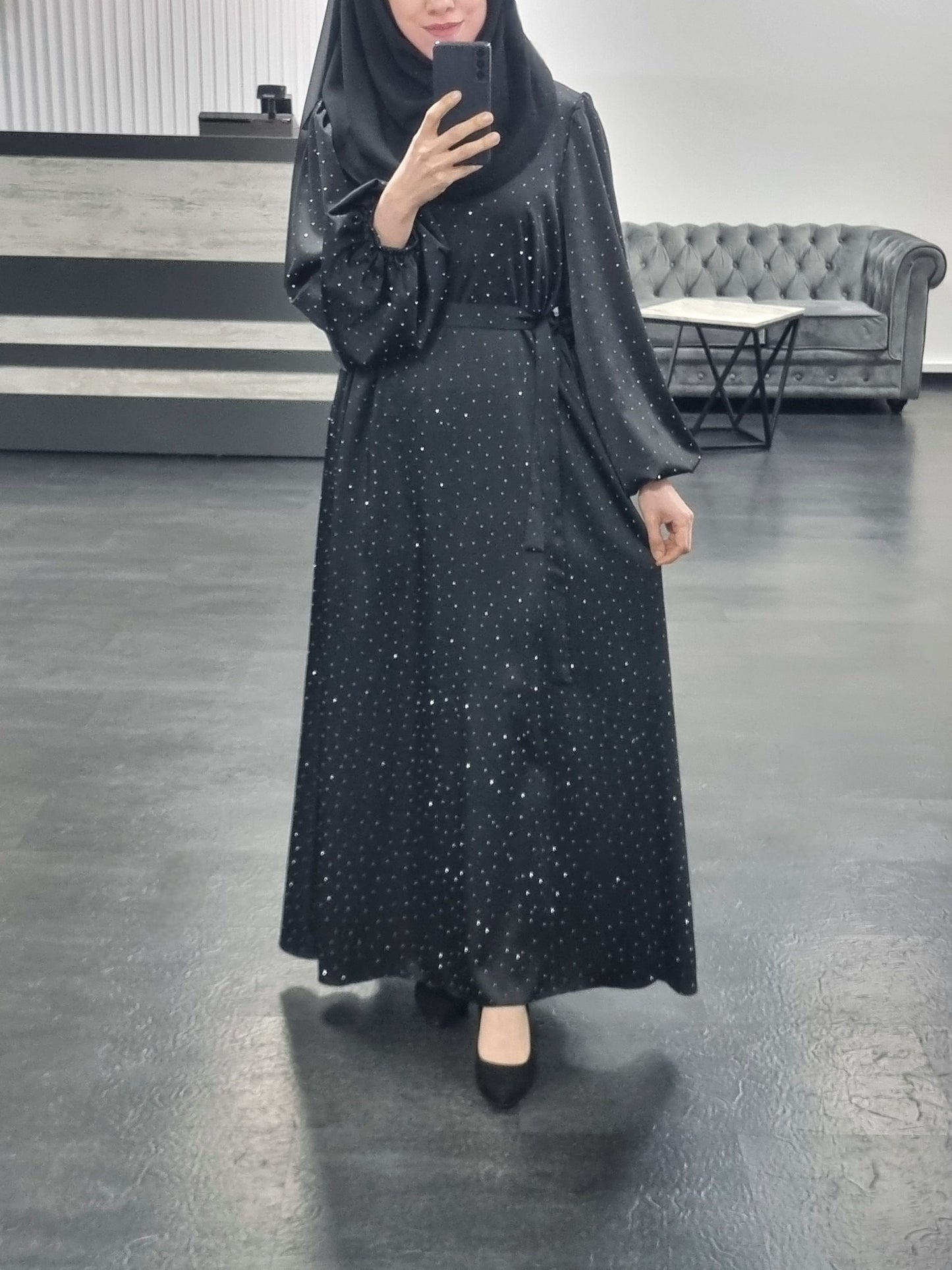 656- Kleid mit Strassteinen schwarz