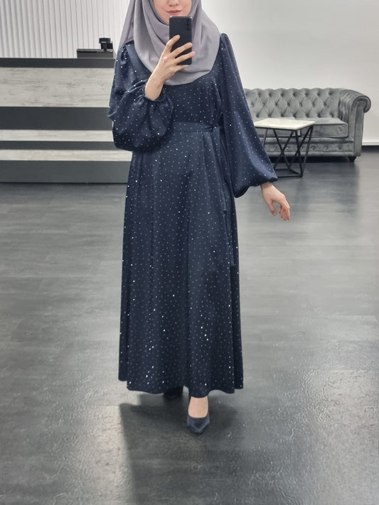 654- Kleid mit Strassteinen dunkelblau