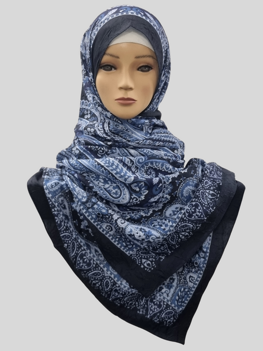 D663- Pashmina Hijab blau