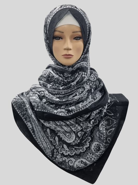 D658- Pashmina Hijab schwarz