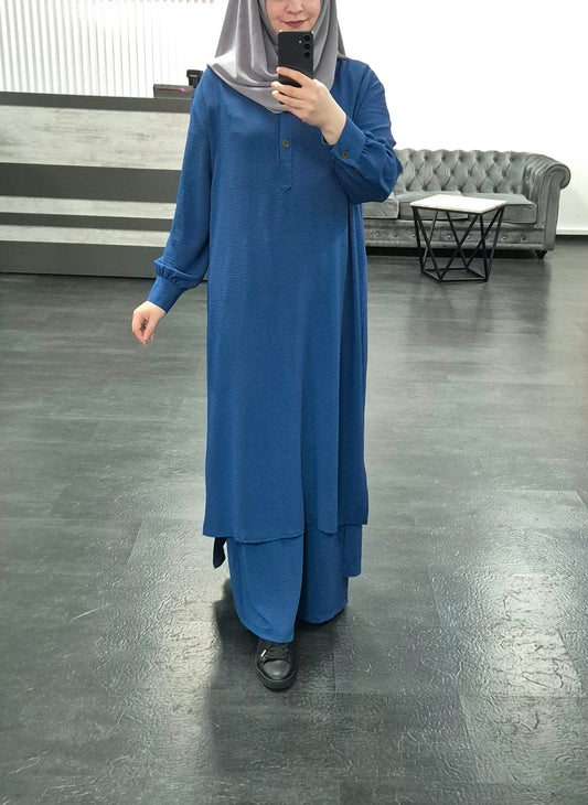 437 - Zweiteiler-Set Tunika & Hose – Komfort & Stil blau