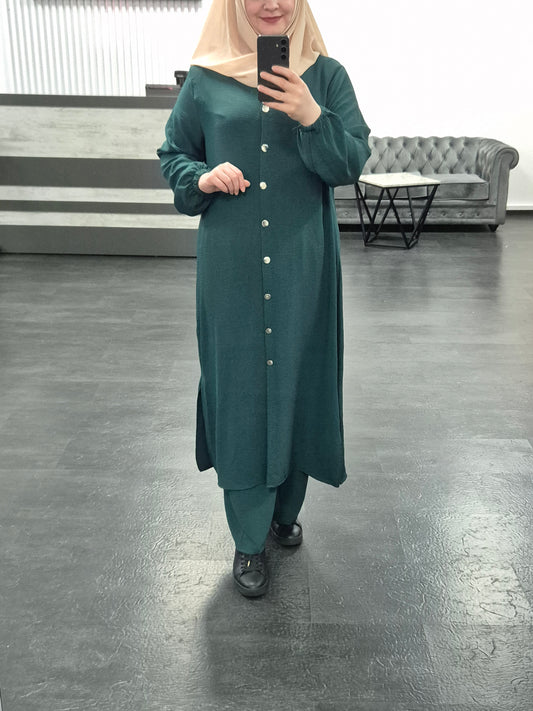 433 - Zweiteiler mit langer Tunika und Hose grün