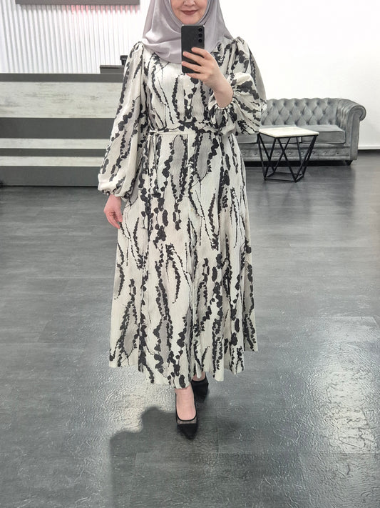 gemustertes Kleid schwarz