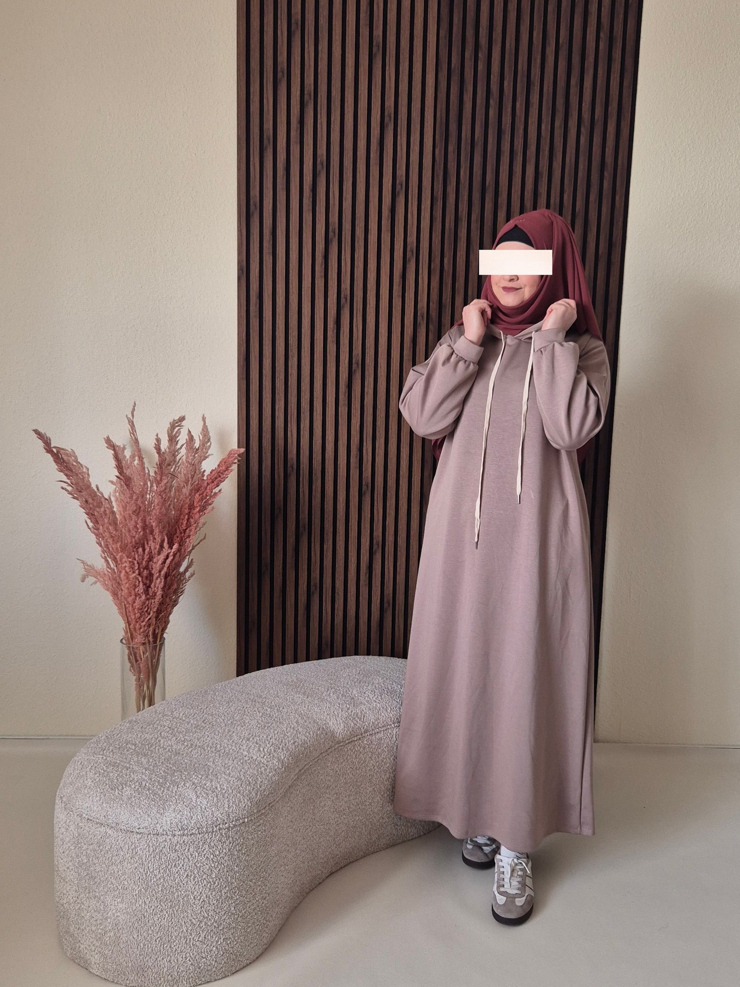 Long Hoodie- bequem & modern in taupe