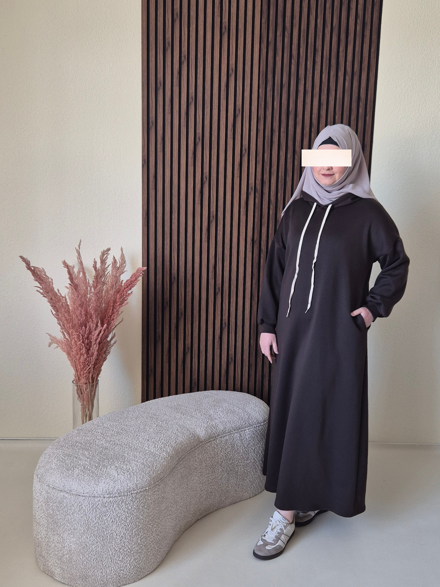 Long Hoodie- bequem & modern in braun