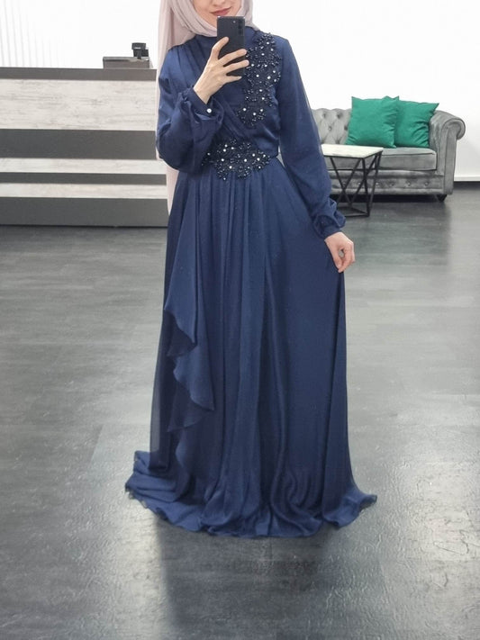 A94 - eleganter Abendkleid dunkelblau