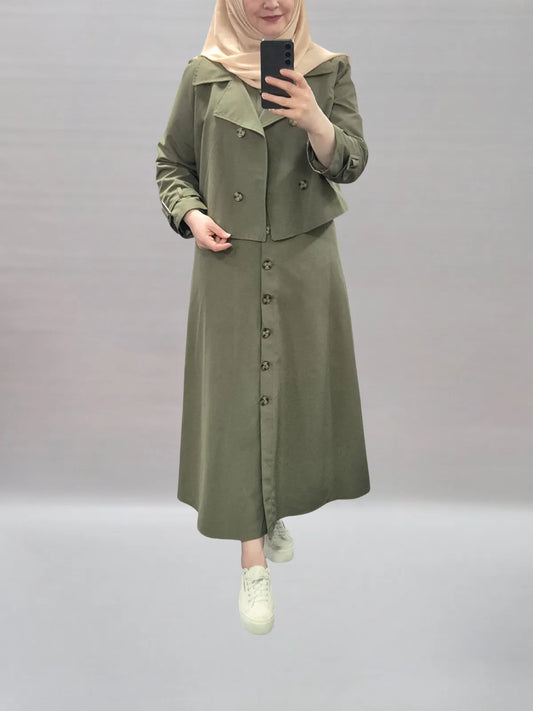 673 - Kleid mit Minijacke kaki