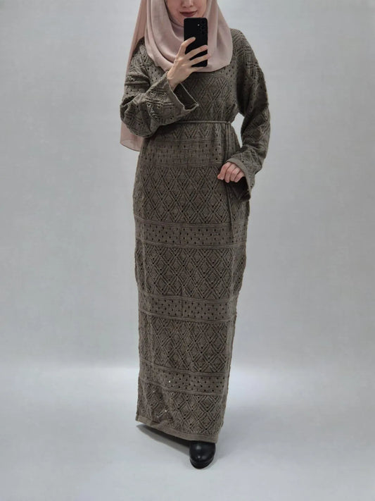 Nayla Spitzenkleid taupe