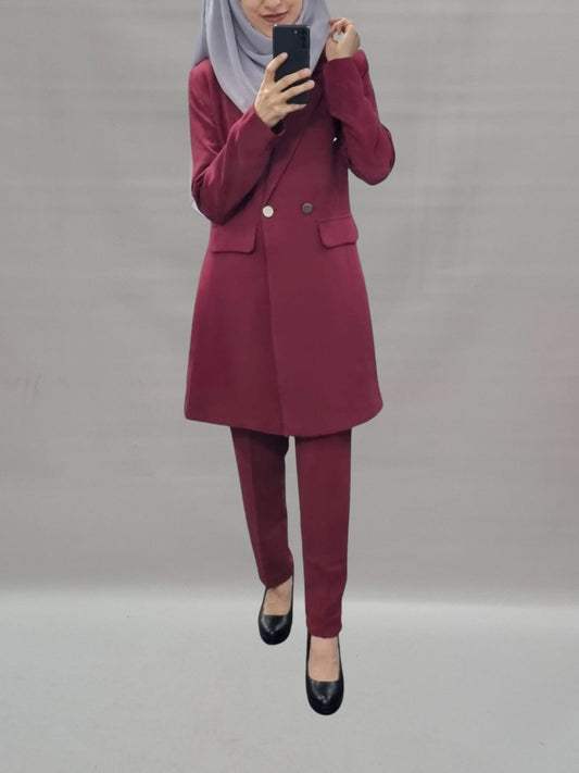 Blazer Set mit Knöpfen bordo
