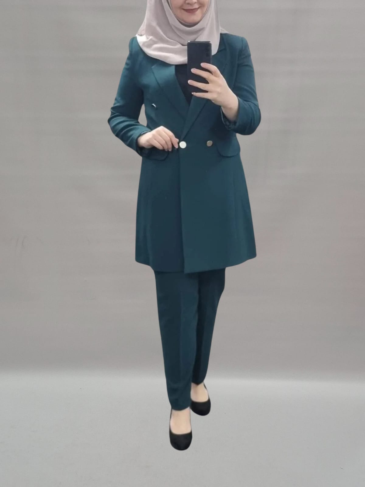 Blazer Set mit Knöpfen grün