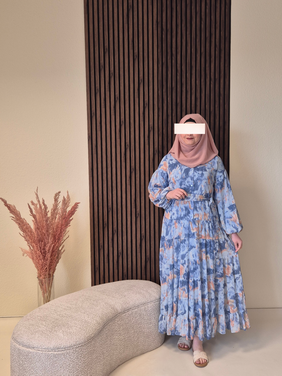 Floral Kleid blau/ orange