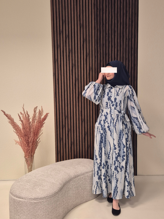 Hira Kleid in blau/ weiß
