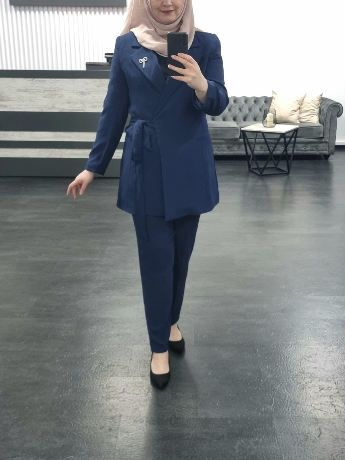 463- BLAZER SET BINDEGÜRTEL DUNKELBLAU