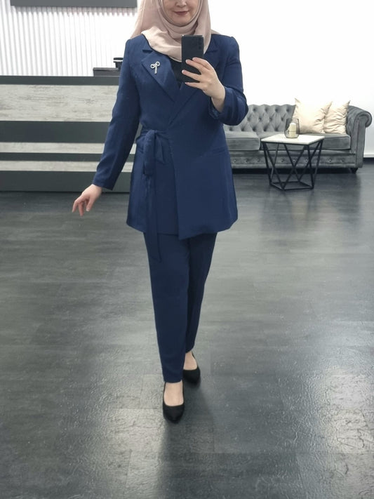 463- BLAZER SET BINDEGÜRTEL DUNKELBLAU