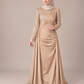Evening dress with rhinestone embellishment and train