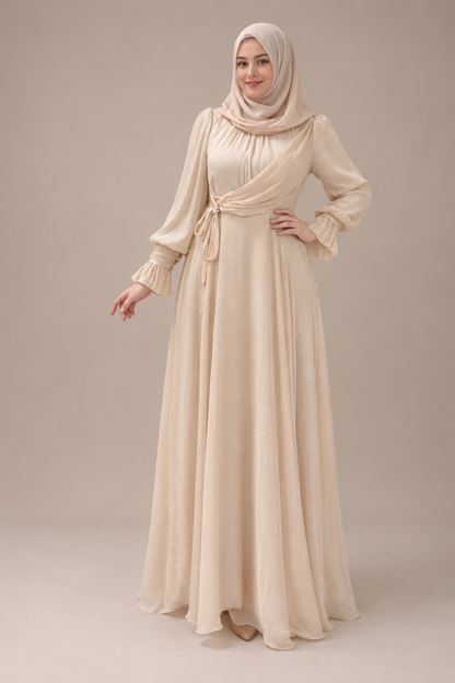 Wickeloptik Abendkleid mit Drapierung