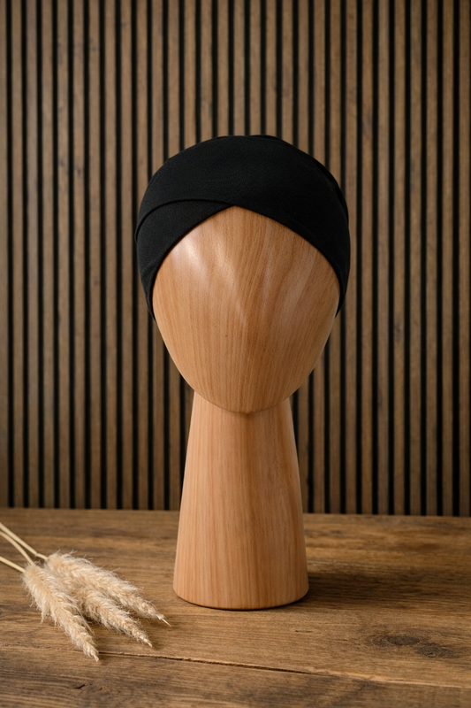 Schlauch Bonnet über Kreuz schwarz