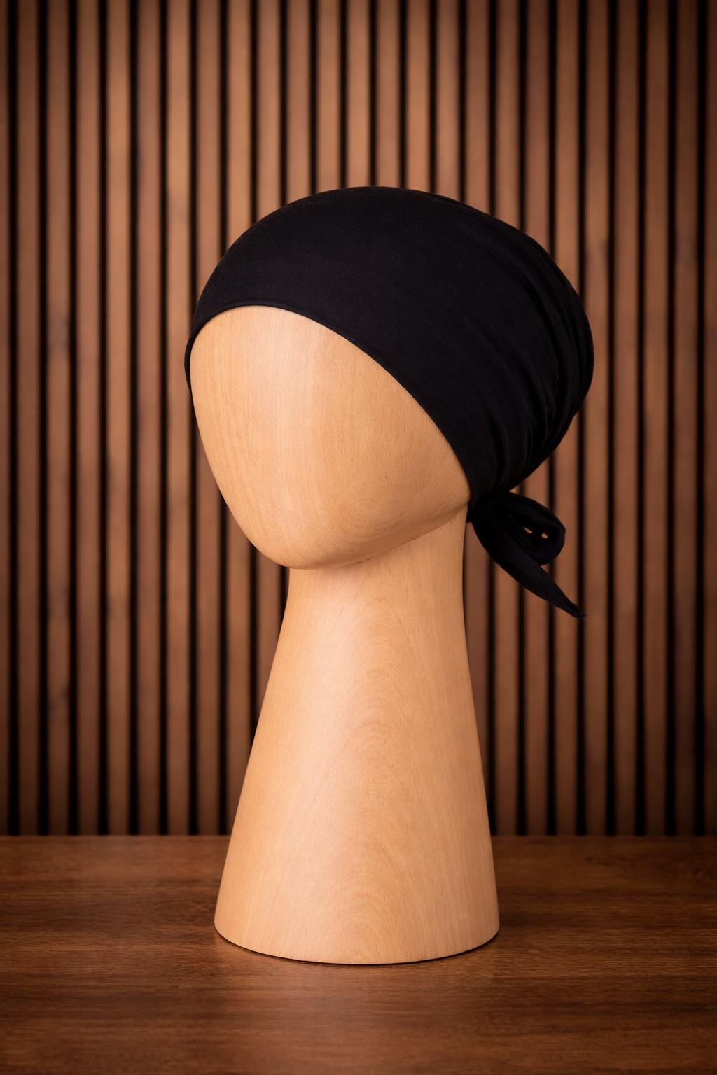 Viskose Bonnet – elastisches Unterkopftuch mit Bindeband schwarz