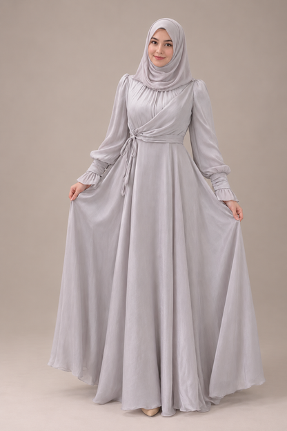 Wickeloptik Abendkleid mit Drapierung