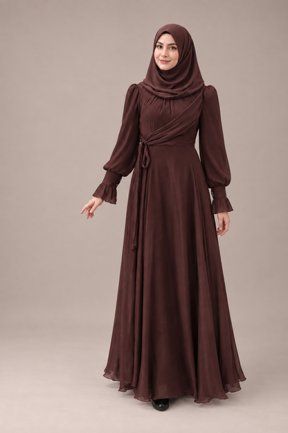 Wickeloptik Abendkleid mit Drapierung