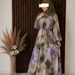 Roselle Maxikleid | Kaki-Lila Aquarell-Print