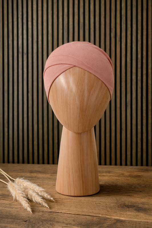 Schlauch Bonnet über Kreuz Apricot-Rosé