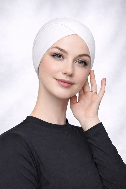 Schlauch Bonnet über Kreuz weiß