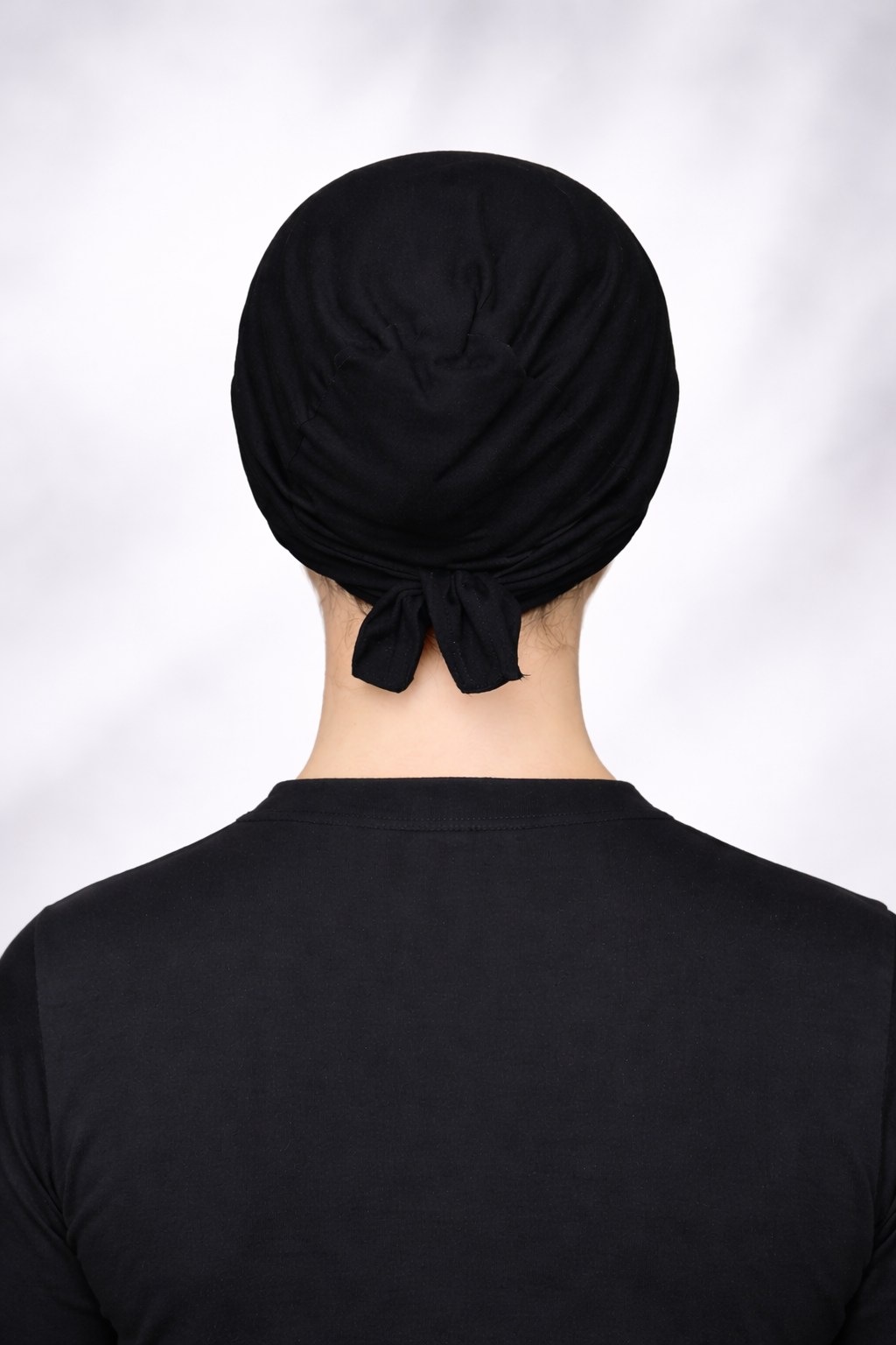 Viskose Bonnet – elastisches Unterkopftuch mit Bindeband schwarz