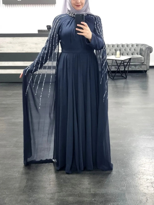A67- elegantes Abendkleid in dunkelblau