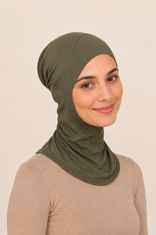 Bonnet mit Hals Khaki