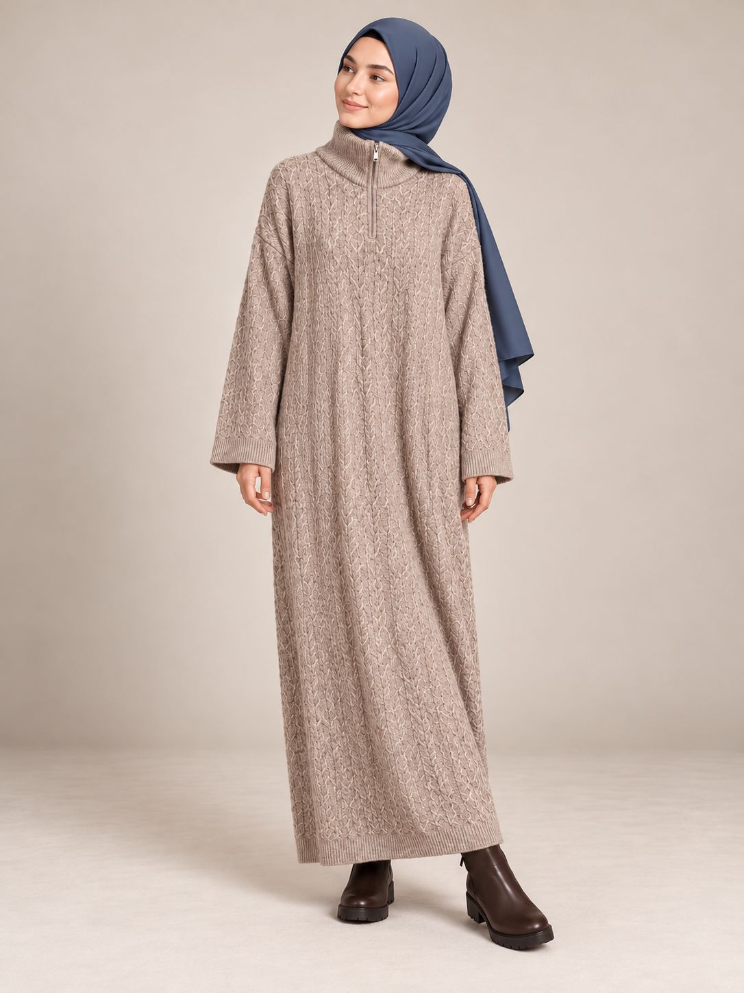 Strickkleid mit Kragen