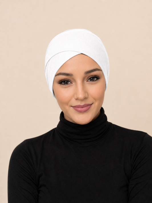 Schlauch Bonnet über Kreuz weiß